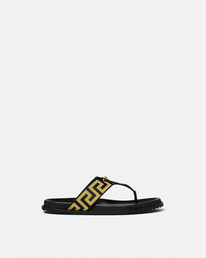 Medusa Greca Sandals Blackgold Men Versace Sandals and Slides