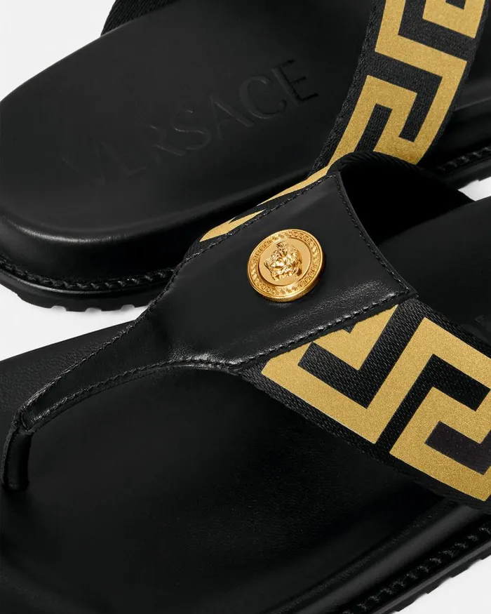 Medusa Greca Sandals Blackgold Men Versace Sandals and Slides