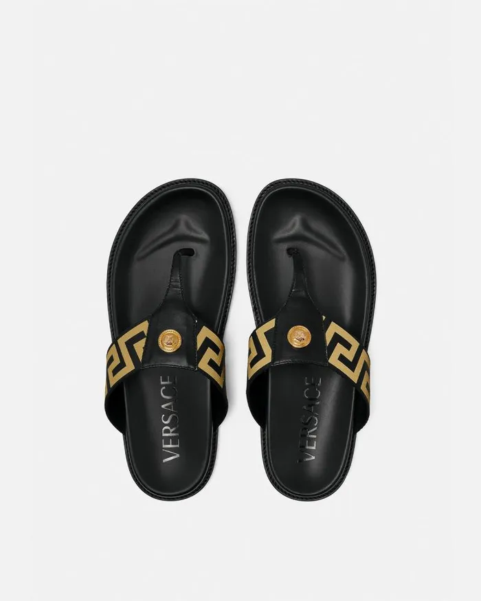 Medusa Greca Sandals Blackgold Men Versace Sandals and Slides