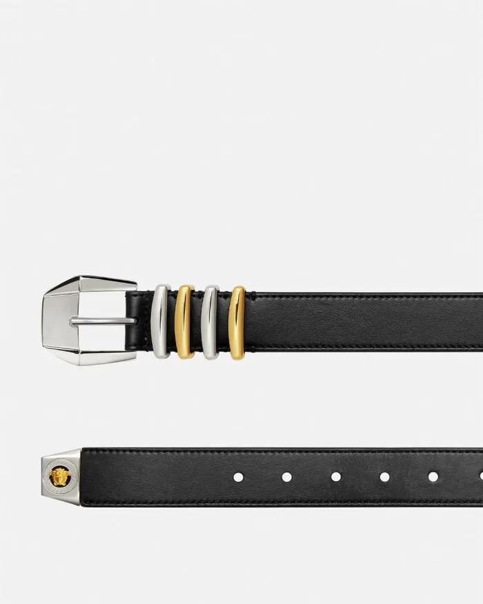 Medusa Heritage Leather Belt 3 Cm Black Men Versace Belts