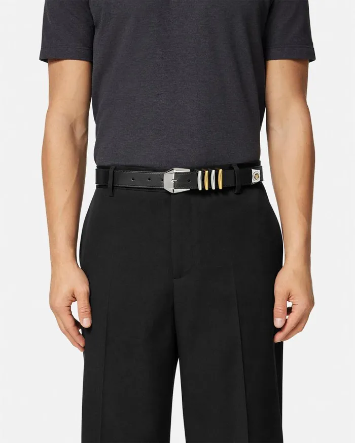Medusa Heritage Leather Belt 3 Cm Black Men Versace Belts