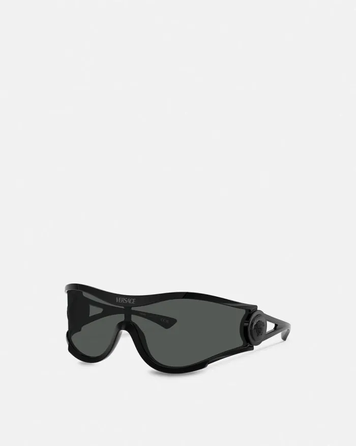 Medusa Medallion Shield Sunglasses Black WomenMen Versace Sunglasses