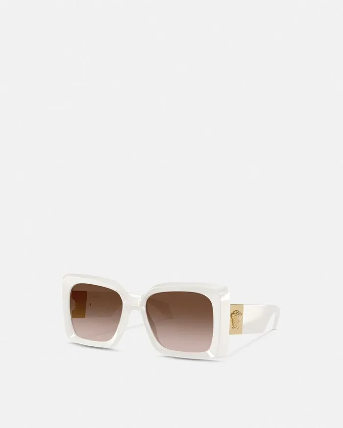 Medusa Plaque Maxi Sunglasses White Women Versace Sunglasses
