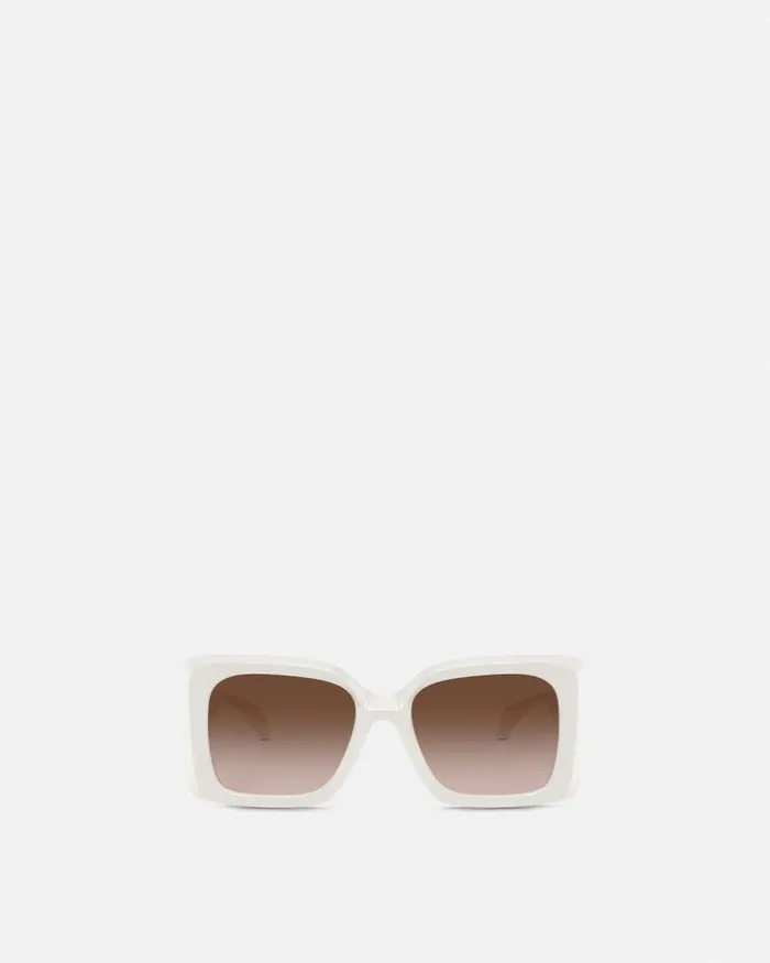 Medusa Plaque Maxi Sunglasses White Women Versace Sunglasses