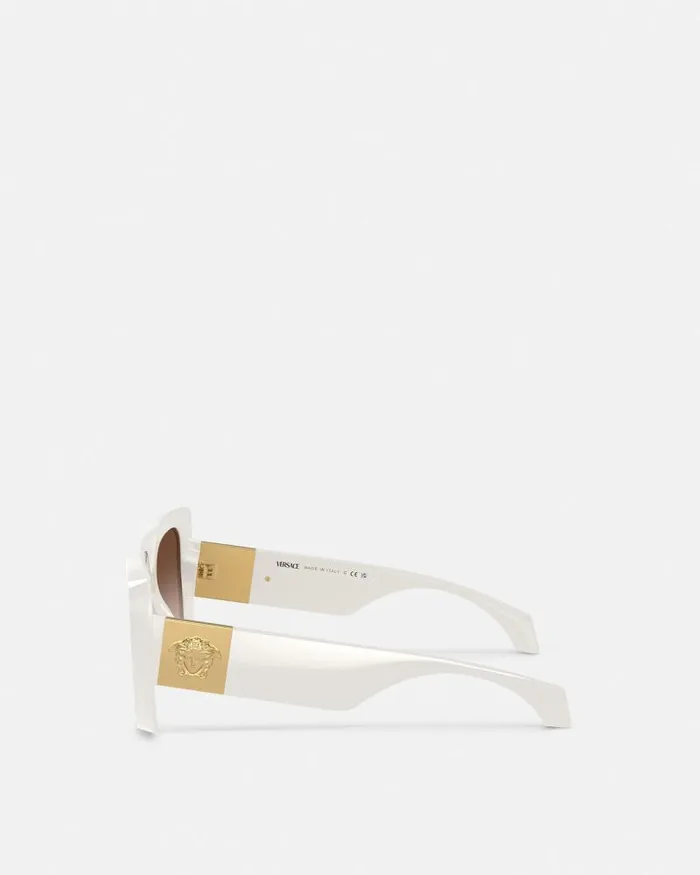 Medusa Plaque Maxi Sunglasses White Women Versace Sunglasses