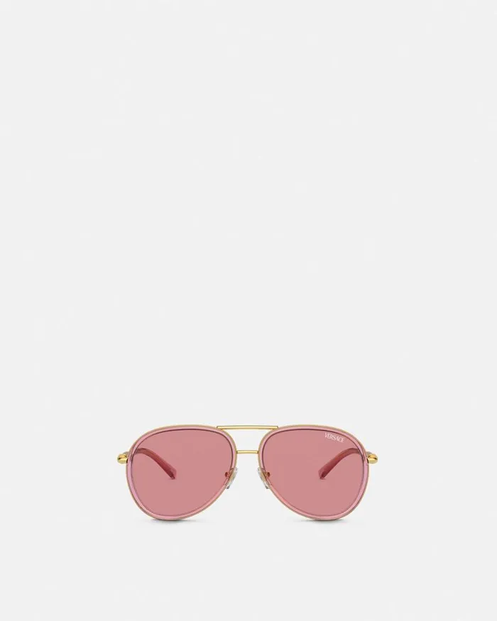 Medusa Roller Pilot Sunglasses Pink WomenMen Versace Sunglasses