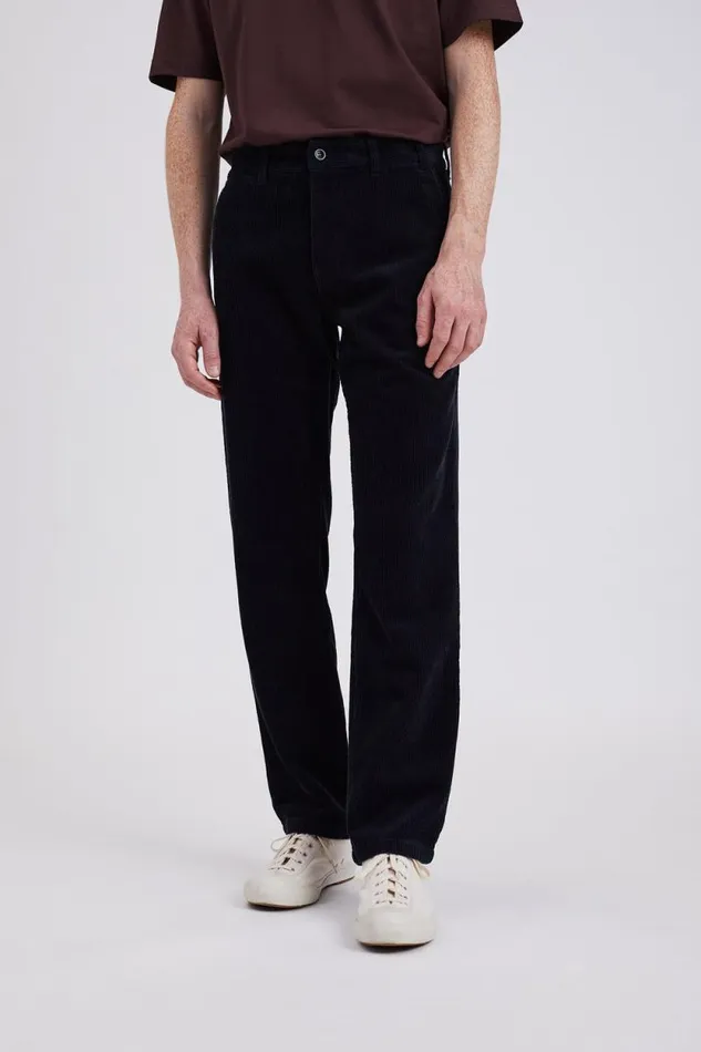 Men Aros Regular Wide Wale Corduroy Chino Dark Navy Norse Projects Trousers
