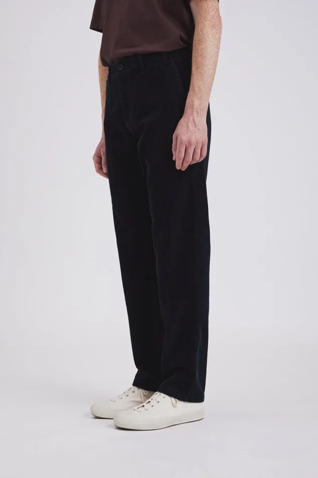 Men Aros Regular Wide Wale Corduroy Chino Dark Navy Norse Projects Trousers