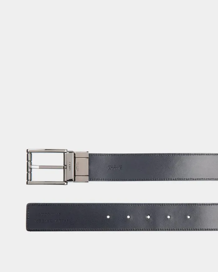 Men Bally Belts Astory 35mm Reversible And Adjustable Belt In Black And Navy Blue Leather Multicolor Men Bally Belts Astory 35mm Reversible And Adjustable Belt In Black And Navy Blue Leather Multicolor