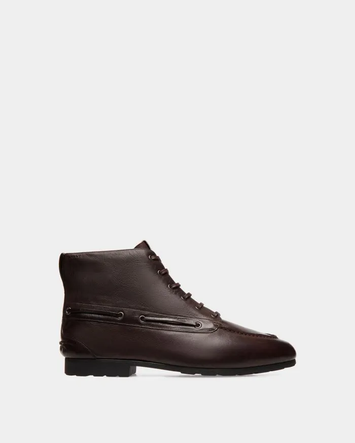 Men Bally Boots and Ankle Boots Winter Capsule Bootie In Ebano Leather Brown