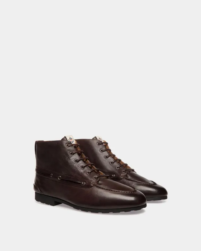Men Bally Boots and Ankle Boots Winter Capsule Bootie In Ebano Leather Brown