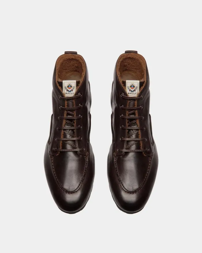 Men Bally Boots and Ankle Boots Winter Capsule Bootie In Ebano Leather Brown