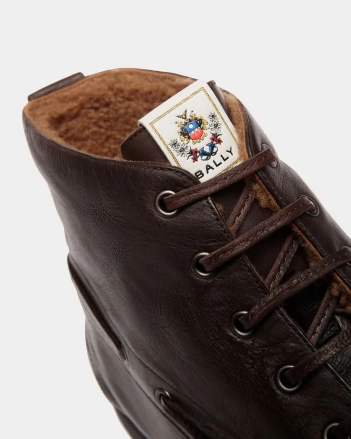 Men Bally Boots and Ankle Boots Winter Capsule Bootie In Ebano Leather Brown