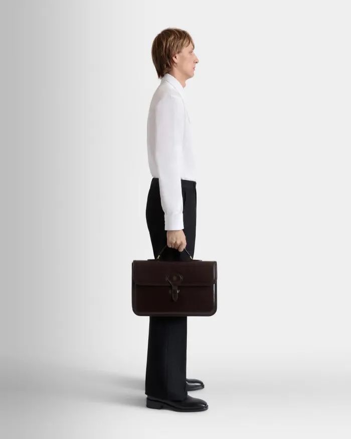 Men Bally Business Bags Beckett Briefcase In Ebano Leather Brown
