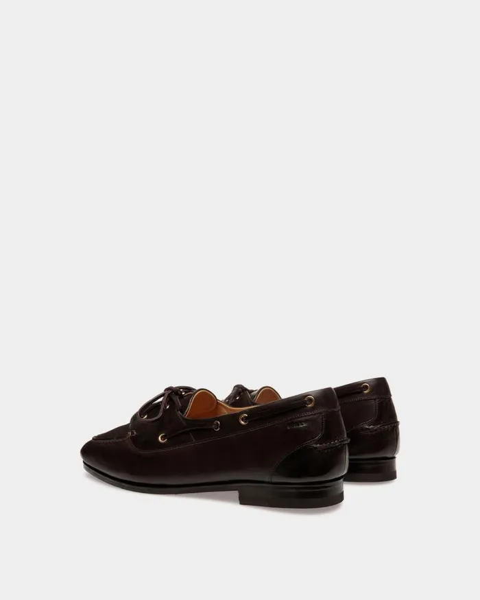 Men Bally Loafers and Moccasins Plume Moccasin In Dark Brown Leather Brown Men Bally Loafers and Moccasins Plume Moccasin In Dark Brown Leather Brown