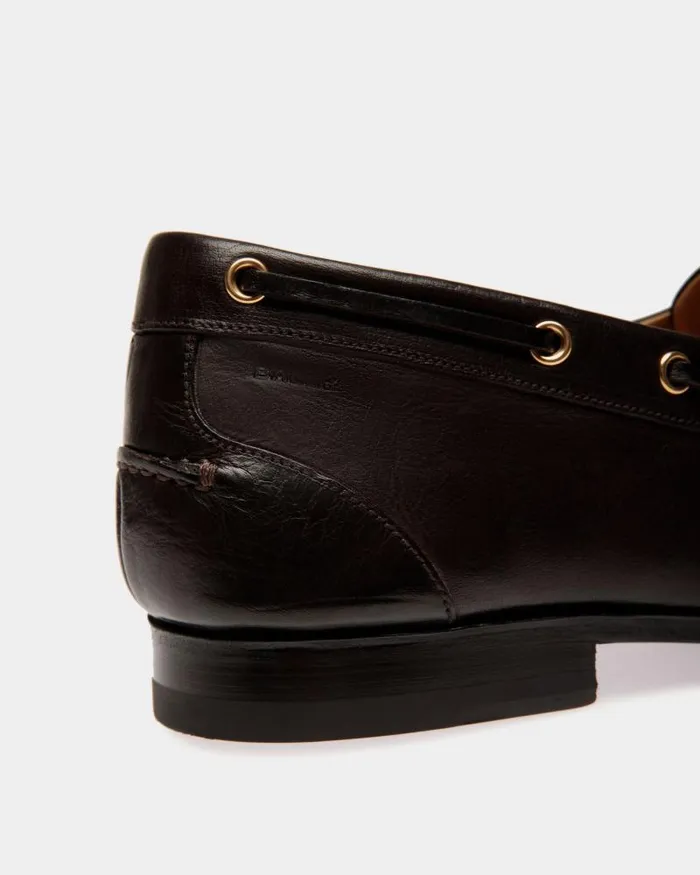 Men Bally Loafers and Moccasins Plume Moccasin In Dark Brown Leather Brown Men Bally Loafers and Moccasins Plume Moccasin In Dark Brown Leather Brown