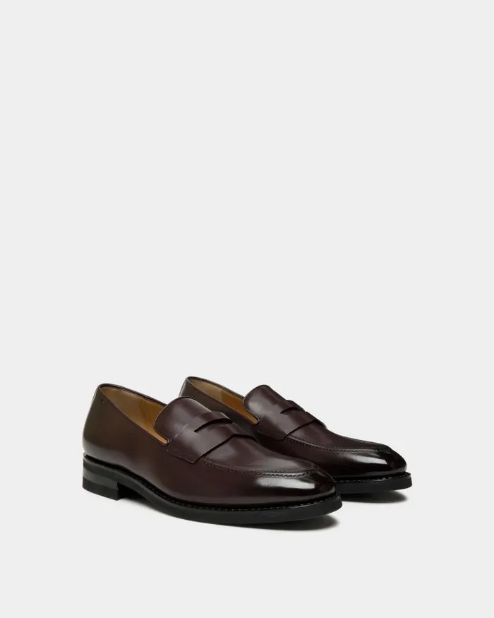 Men Bally Loafers and Moccasins Scribe Un Loafer In Deep Burgundy Leather Burgundy Men Bally Loafers and Moccasins Scribe Un Loafer In Deep Burgundy Leather Burgundy
