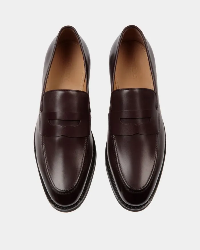 Men Bally Loafers and Moccasins Scribe Un Loafer In Deep Burgundy Leather Burgundy Men Bally Loafers and Moccasins Scribe Un Loafer In Deep Burgundy Leather Burgundy
