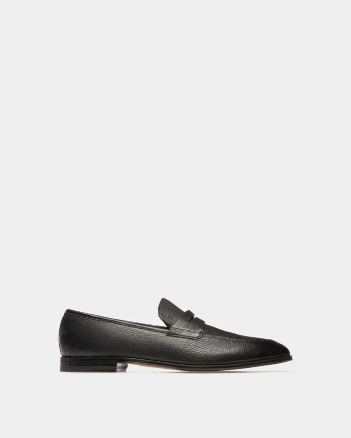 Men Bally Loafers and Moccasins Webb Men039s Grained Deer Leather Penny Loafer In Black Black Men Bally Loafers and Moccasins Webb Men039s Grained Deer Leather Penny Loafer In Black Black