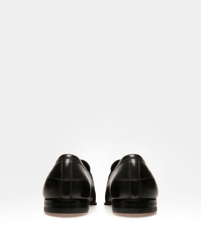 Men Bally Loafers and Moccasins Webb Men039s Grained Deer Leather Penny Loafer In Black Black