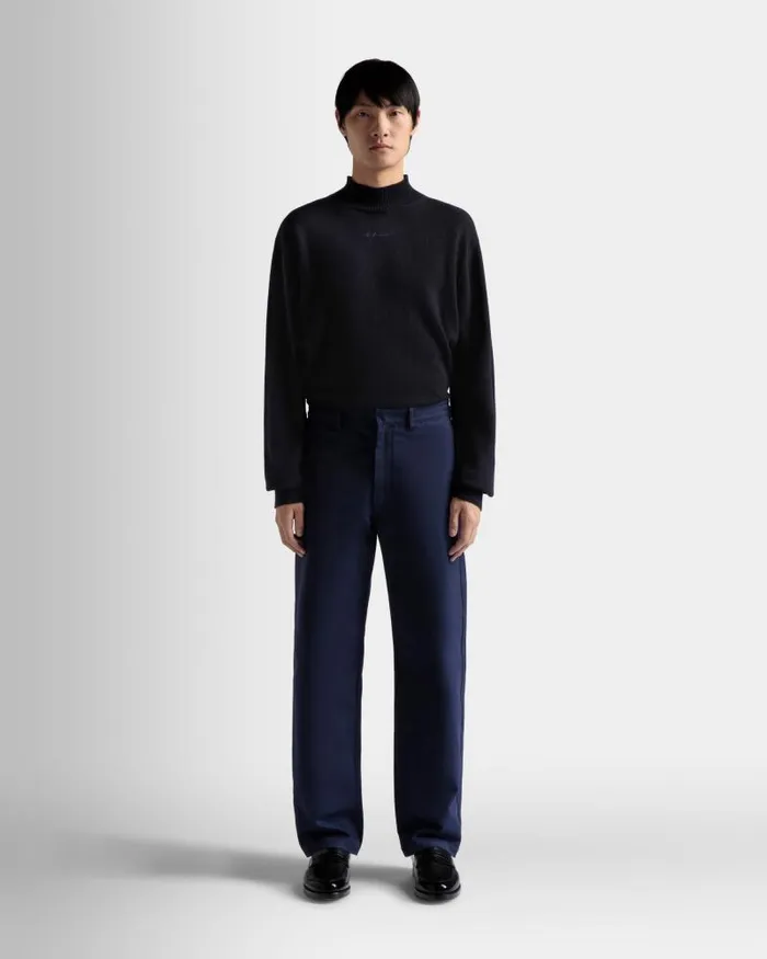 Men Bally Pants Pants In Dark Blue Cotton Blue Men Bally Pants Pants In Dark Blue Cotton Blue