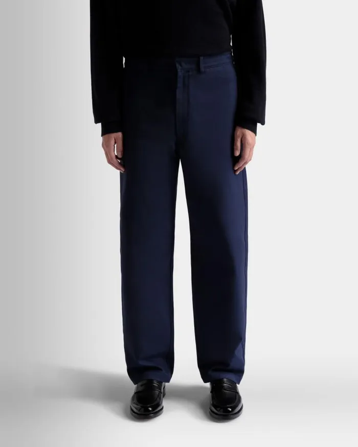 Men Bally Pants Pants In Dark Blue Cotton Blue Men Bally Pants Pants In Dark Blue Cotton Blue