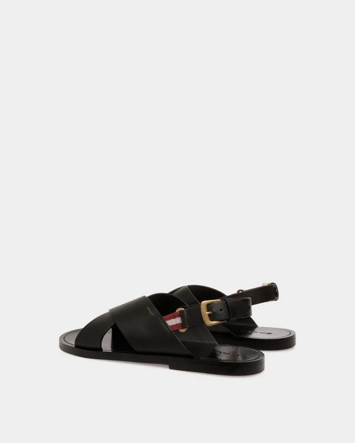 Men Bally Sandals and Slides Chateau Sandal In Black Leather Black Men Bally Sandals and Slides Chateau Sandal In Black Leather Black