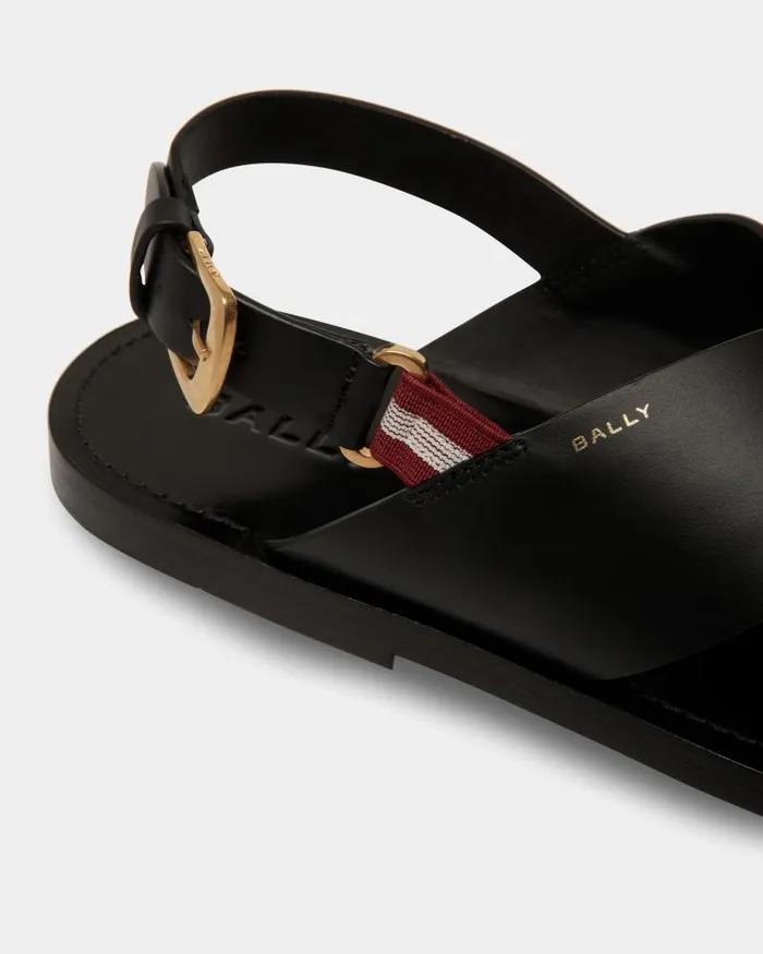 Men Bally Sandals and Slides Chateau Sandal In Black Leather Black Men Bally Sandals and Slides Chateau Sandal In Black Leather Black