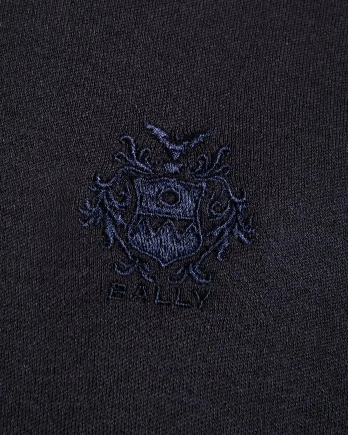 Men Bally Shirts and TShirts Short Sleeve Polo With A Bally Crest Logo In A Navy Blue Cotton Silk Blend Blue Men Bally Shirts and TShirts Short Sleeve Polo With A Bally Crest Logo In A Navy Blue Cotton Silk Blend Blue
