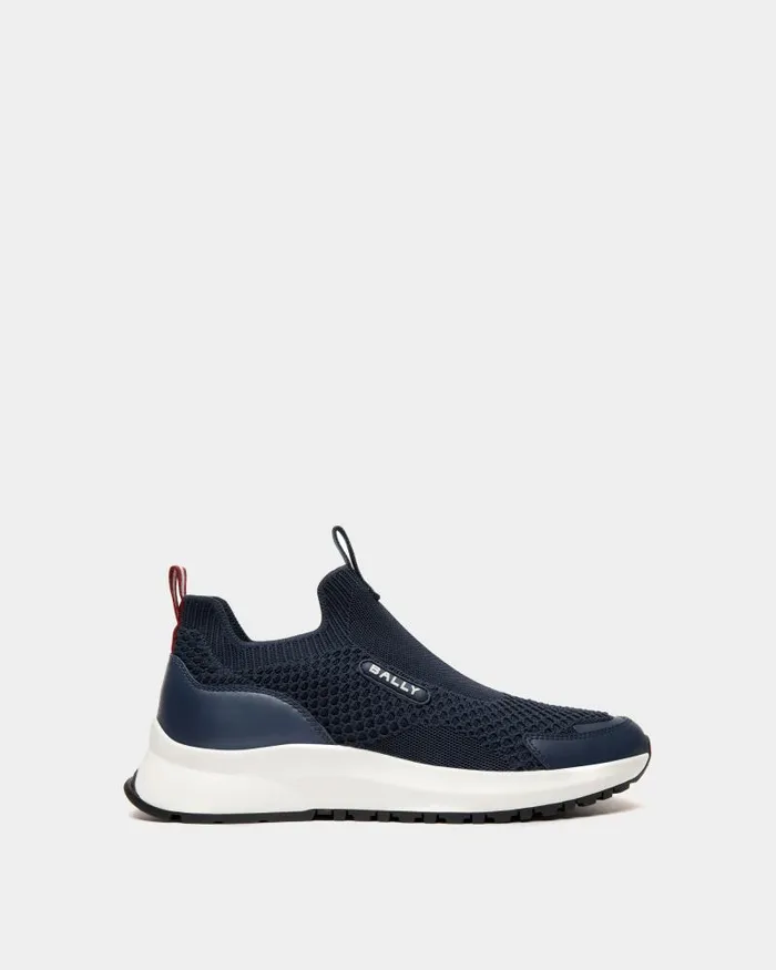 Men Bally Sneakers Outline Sneaker In Knit Fabric Blue