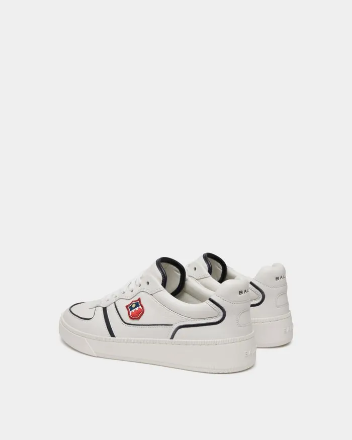 Men Bally Sneakers Raise Sneaker In White And Navy Blue Leather White