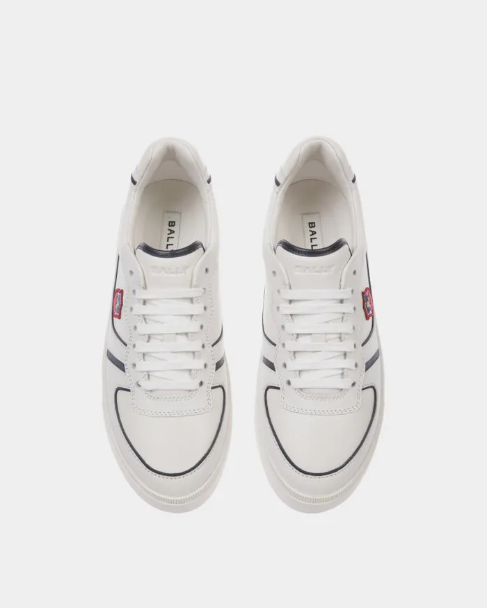 Men Bally Sneakers Raise Sneaker In White And Navy Blue Leather White