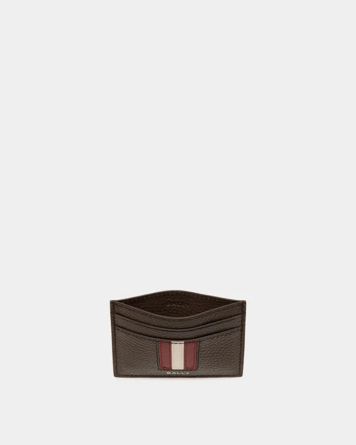 Men Bally Wallets and Card Holders Ribbon Card Holder In Ebano Leather Brown Men Bally Wallets and Card Holders Ribbon Card Holder In Ebano Leather Brown