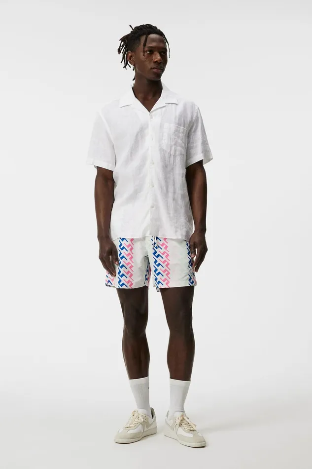 Men Banks Miami Swim Trunks Pink Painted Bridge JLindeberg Swim Shorts