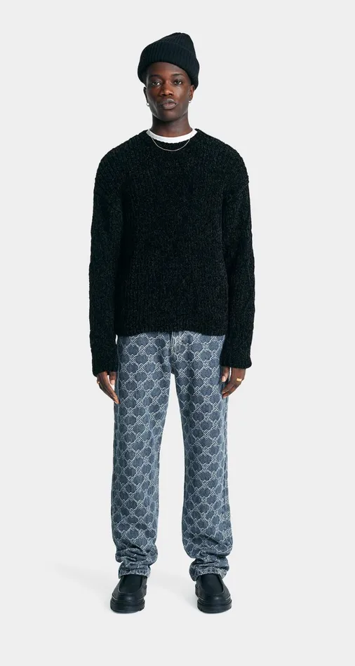 Men Black Dayo Knit Sweater Daily Paper Knitwear Men Black Dayo Knit Sweater Daily Paper Knitwear