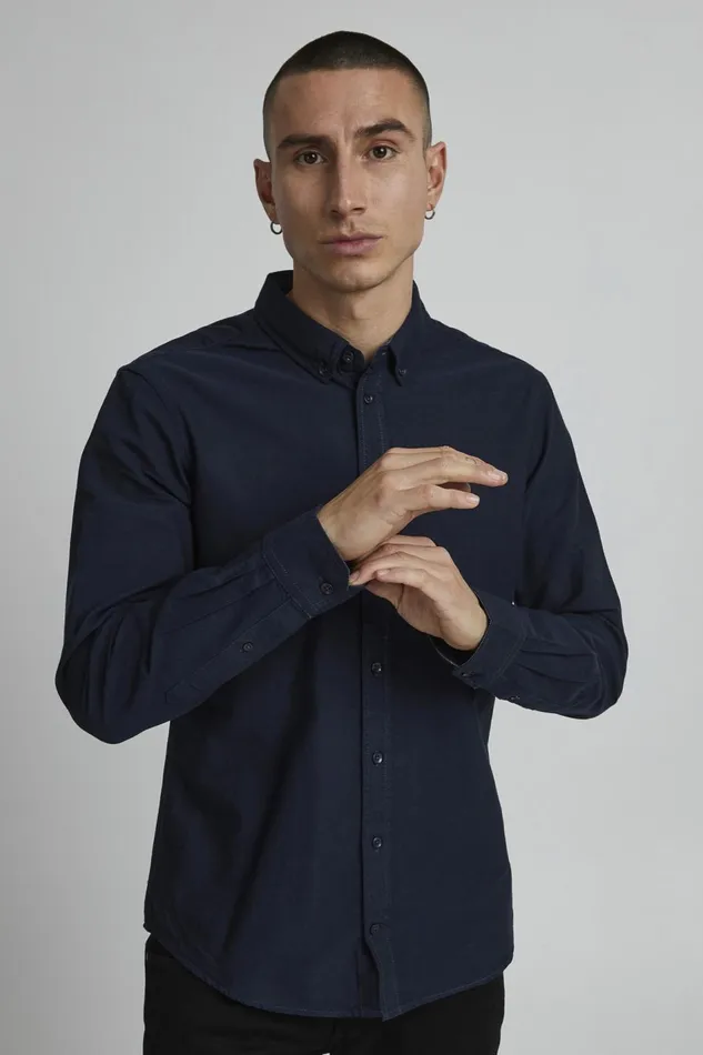 Men Blend Shirts Long Sleeved Shirt Navy