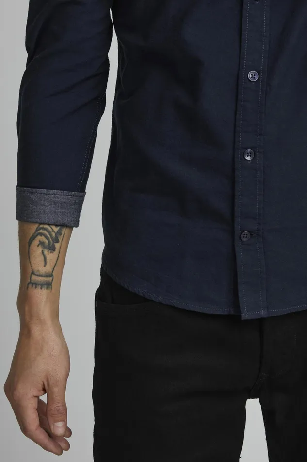 Men Blend Shirts Long Sleeved Shirt Navy