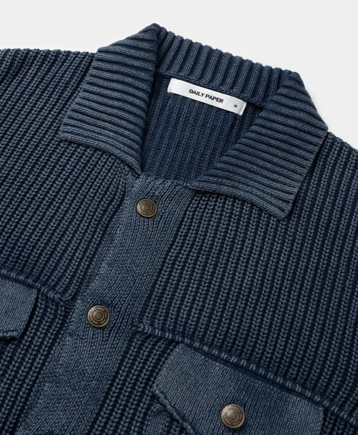 Men Blue Tano Knit Cardigan Daily Paper Hoodies and Sweaters Men Blue Tano Knit Cardigan Daily Paper Hoodies and Sweaters