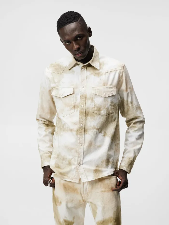 Men Carson DripDye Shirt Aloe JLindeberg Jeans