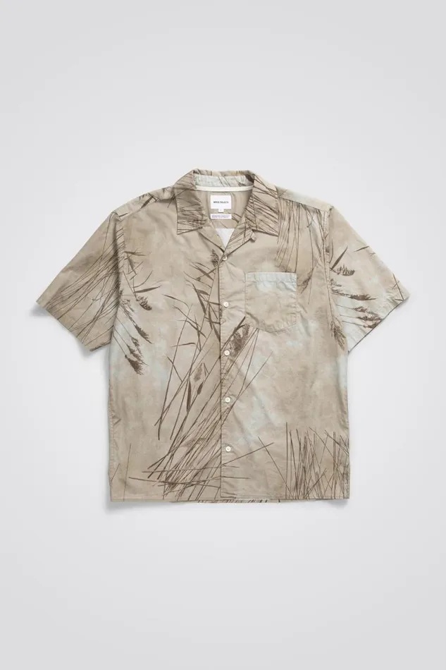 Men Carsten Print Light Khaki Norse Projects Shirting