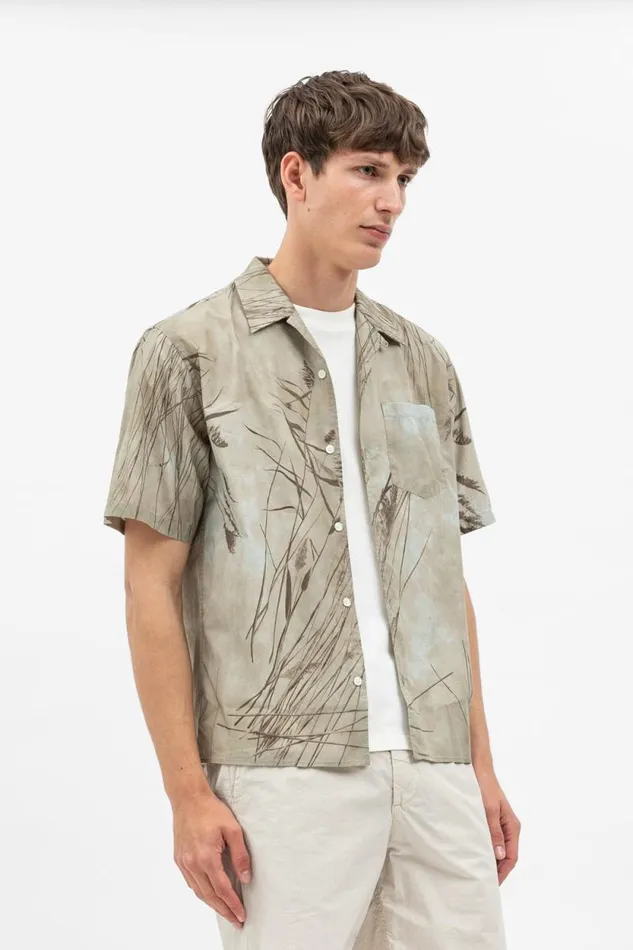 Men Carsten Print Light Khaki Norse Projects Shirting