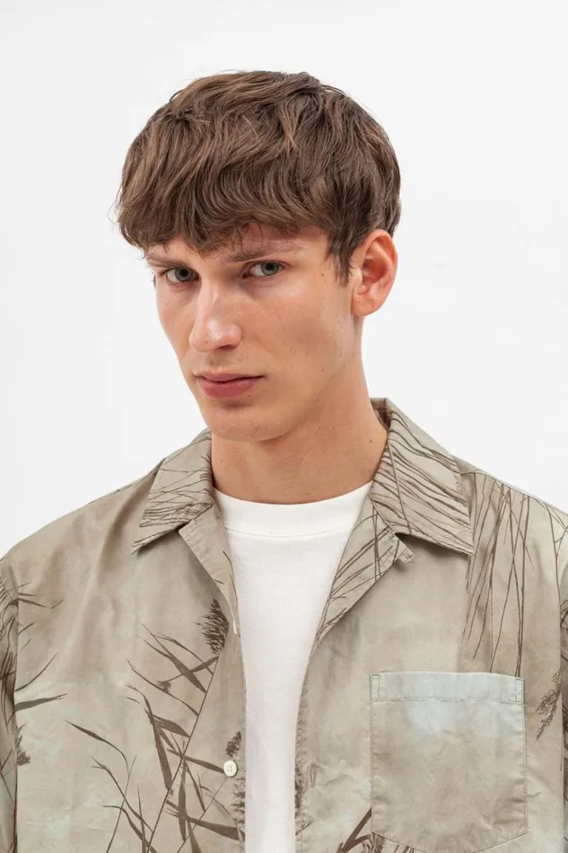 Men Carsten Print Light Khaki Norse Projects Shirting