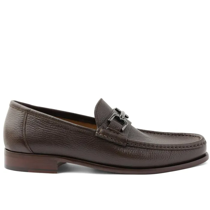 Men Casual Shoes Bruno Magli Trieste Classic Leather Moccasin 8211 Dark Brown Cervo