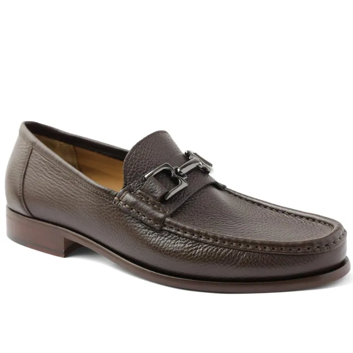 Men Casual Shoes Bruno Magli Trieste Classic Leather Moccasin 8211 Dark Brown Cervo