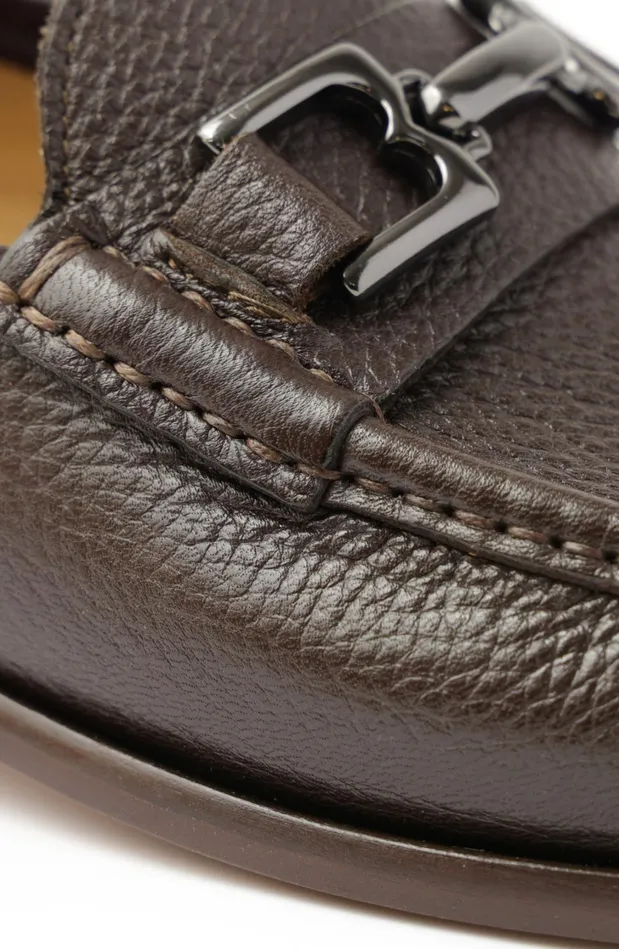 Men Casual Shoes Bruno Magli Trieste Classic Leather Moccasin 8211 Dark Brown Cervo