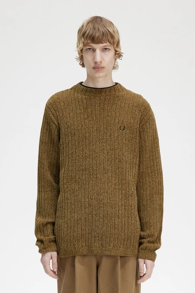 Men Chenille Rib Jumper Shaded Stone Fred Perry Knitwear