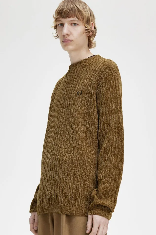 Men Chenille Rib Jumper Shaded Stone Fred Perry Knitwear