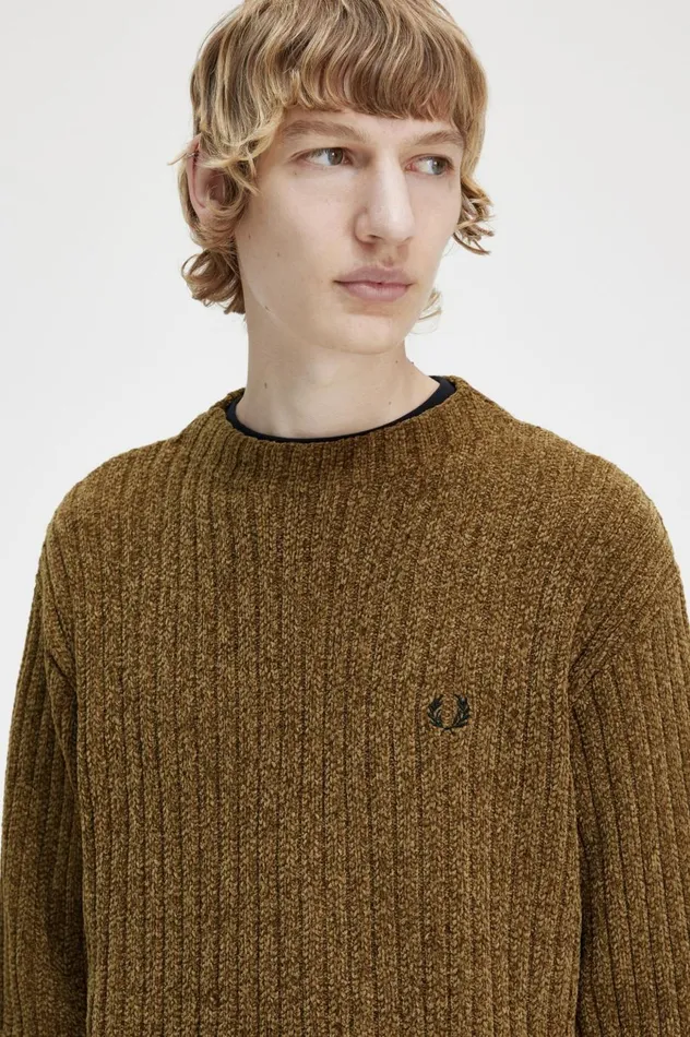 Men Chenille Rib Jumper Shaded Stone Fred Perry Knitwear