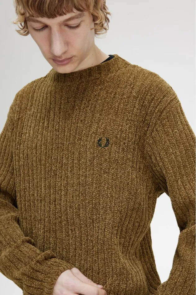 Men Chenille Rib Jumper Shaded Stone Fred Perry Knitwear