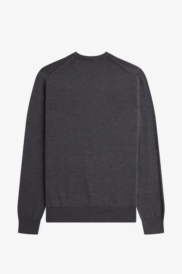 Men Classic Crew Neck Jumper Dark Grey Marl Fred Perry Knitwear